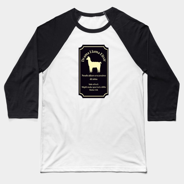 Potion Label: Drama Llama Elixir, Halloween Baseball T-Shirt by Project Charlie